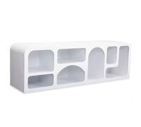 Menzzo Buffet Bas NAVALOR 160 cm - Design Arches Style Troglodyte - Blanc texturé - Meuble TV/Rangement Moderne