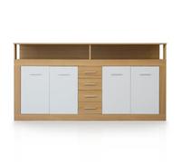MENZZO Buffet contemporain L190cm 4 portes er 4 tiroirs Lunata Bois sonoma et Blanc