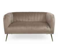 Menzzo Canapé 2 places Reuben – Velours, pieds métal doré – 128 cm Taupe
