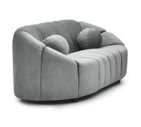 Menzzo Canapé 2 Places SIDONIE Velours Gris - Petit Canapé Design Moderne avec Pieds Métal Noir - Salon, Bureau ou Chambre Style Contemporain Chic