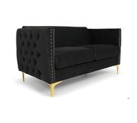 Menzzo Canapé 2 places Joshua en velours L145 x P70 x H74 cm Noir