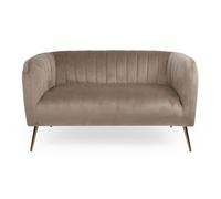 MENZZO Canapé 2 places moderne Bombaro pieds métal doré et Velours Taupe -L128 x P73 x H71 cmHauteur d'assise : H44 cm