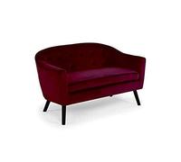 Menzzo Canapé 2 places Savoy – scandinave en velours côtelé Bordeaux L129×P73×H79 cm