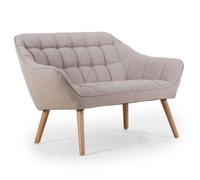 MENZZO Canapé 2 places Scandinave Zentao Tissu Beige -L128 x P75 x H76cm