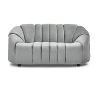 Menzzo Canapé 2 Places SIDONIE Velours Gris - Petit Canapé Design Moderne avec Pieds Métal Noir - Salon, Bureau ou Chambre Style Contemporain Chic