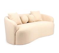 MENZZO Canapé 3 places au design élégant et incurvé Alex Tissu bouclette Beige -L178 x P82 x H68 cm