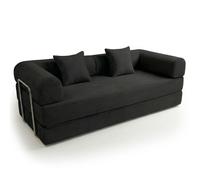 MENZZO Canapé 3 places convertible et modulable Bergerac Velours côtelé Noir -L204 x P93 x H65 cmSurface de couchage sans les