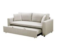 MENZZO Canapé 3 places Convertible Saphir Tissu Beige -L190 x P83 x H90 cmSurface de couchage : 120 x 162 cm