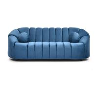 Menzzo Canapé 3 places Sidonie en velours L210 x P85 x H78 cm Bleu
