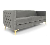 MENZZO Canapé 3 places Joshua Velours Argent -L204 x P70 x H74 cm