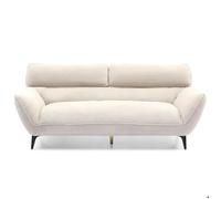 MENZZO Canapé 3 places moderne avec dossier réglable Ghislain Velours côtelé Crème -L198 x P95 x H73 / 85 cm
