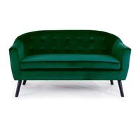 Menzzo Canapé 3 Places Savoy Velours Vert - Style scandinave capitonné - Assise Confortable - L157 x P73 x H79 cm