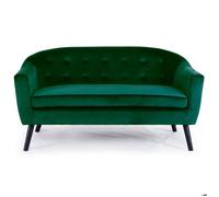 Menzzo Canapé 3 Places Savoy Velours Vert - Style scandinave capitonné - Assise Confortable - L157 x P73 x H79 cm