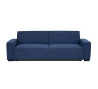 Menzzo Canapé clic-clac 3 Places Roger en Velours côtelé Bleu - Canapé Convertible Moderne - L200 x P90 x H80 cm