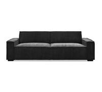 Menzzo Canapé convertible Roger 3 places Velours côtelé 230 cm Noir