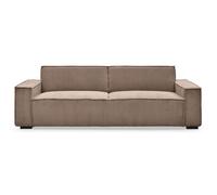 Menzzo Canapé clic-clac Roger 3 places – velours côtelé Taupe – convertible L190 x P85 x H85 cm