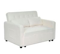 MENZZO Canapé convertible 2 places Komaria Tissu bouclette Crème -Canapé : L133 x P94 x H87 cmSurface de couchage : L115