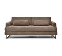 Menzzo Canapé Convertible 3 Places Bangkok Velours Côtelé Taupe - Canapé Lit Design Moderne 207 cm - Conversion Rapide Dossier Rabattable - Salon & Couchage d’Appoint Confortable