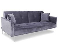 Canapé convertible clic-clac 3 places Carla Velours Gris - MENZZO - Contemporain - Design - Dimensions 191x92 cm