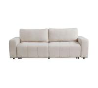 Menzzo Canapé convertible 3 places Cloudy – Tissu bouclette, couchage intégré – Crème
