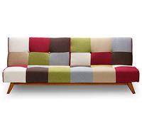 Menzzo Canapé Convertible 3 Places - Scandinave Multicolore - Canapé Clic-Clac avec Revêtement en Tissu et Pieds en Bois - Style Moderne & Confortable