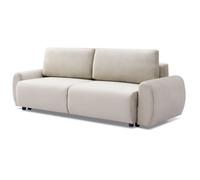 MENZZO Canapé convertible 3 places Traviata Velours Beige -L251 x P90 x H86 cmSurface de couchage : 142 x 202 cm