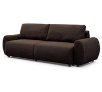 Menzzo Canapé Convertible 3 Places TRAVIATA Velours côtelé Marron - Canapé-lit Design Contemporain avec Assise Confortable et Couchage d’appoint