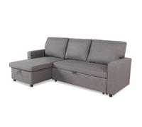 Menzzo Canapé d’Angle Convertible BALAERES - Gris Clair - Tissu Confortable - Couchage d’appoint - Style Moderne et modulable