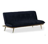MENZZO Canapé convertible clic-clac Fabrice Velours Noir -L182 x P87 x H80 cmFormat lit : L182 x P104 x H40 cm