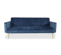 Menzzo Canapé Convertible Clic-Clac Justy - Velours Bleu, Canapé 2 Places Design et Fonctionnel, Idéal Salon & Chambre d’Amis