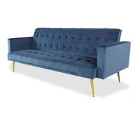Menzzo Canapé Convertible Clic-Clac Justy - Velours Bleu, Canapé 2 Places Design et Fonctionnel, Idéal Salon & Chambre d’Amis