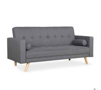 Menzzo Canapé-lit Slow 3 places convertible – style scandinave – tissu gris foncé – L186×P75×H89 cm