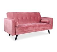 Menzzo Canapé Convertible scandinave Slow en Velours Rose - Canapé lit 3 Places Confortable - Design Moderne - L200 x P90 x H85 cm (Approx.)