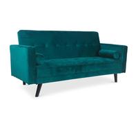 Menzzo Canapé Convertible scandinave Slow - Velours Vert - 3 Places - Clic-clac Convertible - L186 x P75 x H89 cm - Canapé-lit Moderne