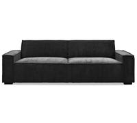Menzzo Canapé Convertible Roger Velours Côtelé Noir - Canapé Clic-Clac 3 Places Design Moderne 230 cm - Banquette Convertible avec Couchage d’Appoint pour Salon ou Studio
