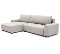 Menzzo Canapé d’Angle Convertible Malone en Tissu Beige - 5 Places - Angle réversible avec Coffre de Rangement - Grand canapé Design Moderne et Confortable