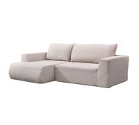MENZZO Canapé d'angle à gauche 4 places Montaigne Velours côtelé Taupe clair -L235 x P97 x H90 cm