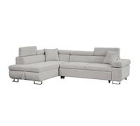 MENZZO Canapé d'angle convertible Antoni avec têtières relevables angle à gauche Velours côtelé Gris -L255 x P188 x H85 5 cm