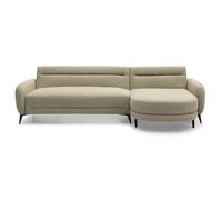 MENZZO Canapé d'angle convertible avec méridienne arrondie Milord Tissu texturé taupe -L283 x P162 x H80 cmSurface de couchage