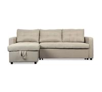 Menzzo Canapé d’Angle Convertible Toledo 4/5 Places - Tissu Beige - Lit intégré - Design Moderne Confortable - L250 x P150 x H85 cm