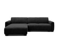 MENZZO Canapé d'angle moderne 287cm Wallis Velours côtelé Noir -L287 x P161 x H71 cm