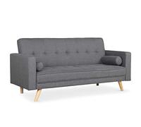 Menzzo Canapé-lit Slow 3 Places Convertible - Style scandinave - Tissu Gris foncé - Lit d’appoint intégré - L186 x P75 x H89 cm