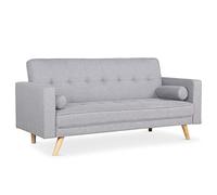 Menzzo Canapé-lit Slow 3 places scandinave tissu gris clair convertible - couchage d'appoint