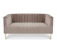 MENZZO Canapé moderne 2 places à coutures verticales Sacramento Velours Taupe -L150 x P76 x H72 cm - Hauteur d'assise : H52 cm