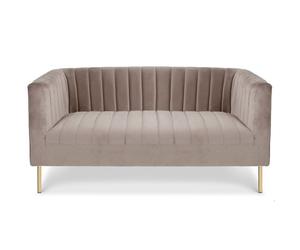 MENZZO Canapé moderne 2 places à coutures verticales Sacramento Velours Taupe -L150 x P76 x H72 cm - Hauteur d'assise : H52 cm