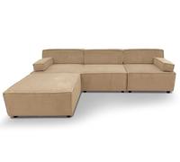 Menzzo Canapé modulable Benoit en Velours côtelé Beige - Canapé 5 Places Design avec modules indépendants - Salon Moderne et cocooning