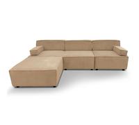Menzzo Canapé modulable Benoit Velours côtelé Beige 5 places modules indépendants L259×P173,5×H70