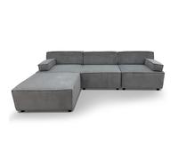 Menzzo Canapé modulable Benoit – velours côtelé gris – 5 places, 4 modules indépendants