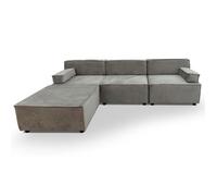 Menzzo Canapé droit Paris Prix – modulable en velours – Taupe