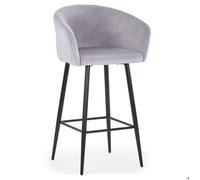 Chaise de Bar en Velours Kandi 106cm Argent
